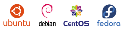 Ubuntu, Debian, CentOS, Fedora
